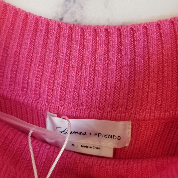 LOVERS + Friends Pink Off the shoulder Knit/Sweater Dress, XL - Picture 6 of 9